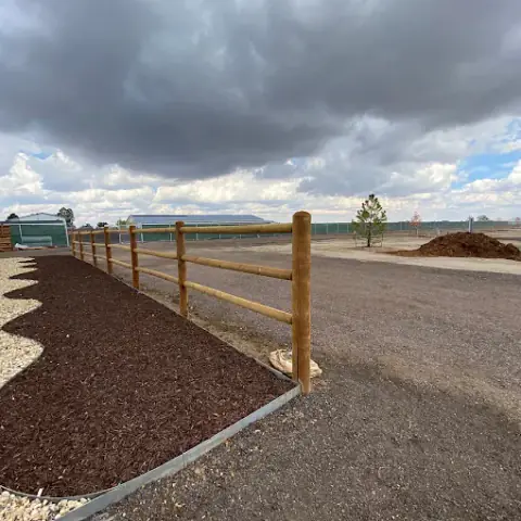 New rail-fenced RV sites with mountain views at the campground